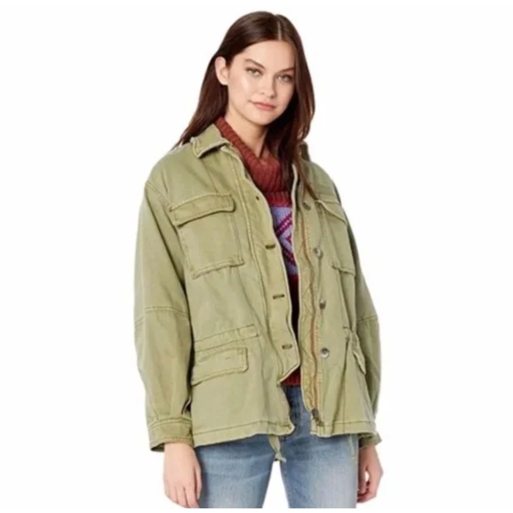 Free People Seize The Day Army Green Utility Military Jacket Size M NWT Gorpcore